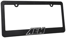 Load image into Gallery viewer, AEM License Plate Frame - Black w/ White Lettering